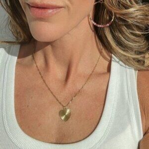 VALENTINES GIFT Lovely Heart Pendant Necklace Gold Waterproof Layering Necklace